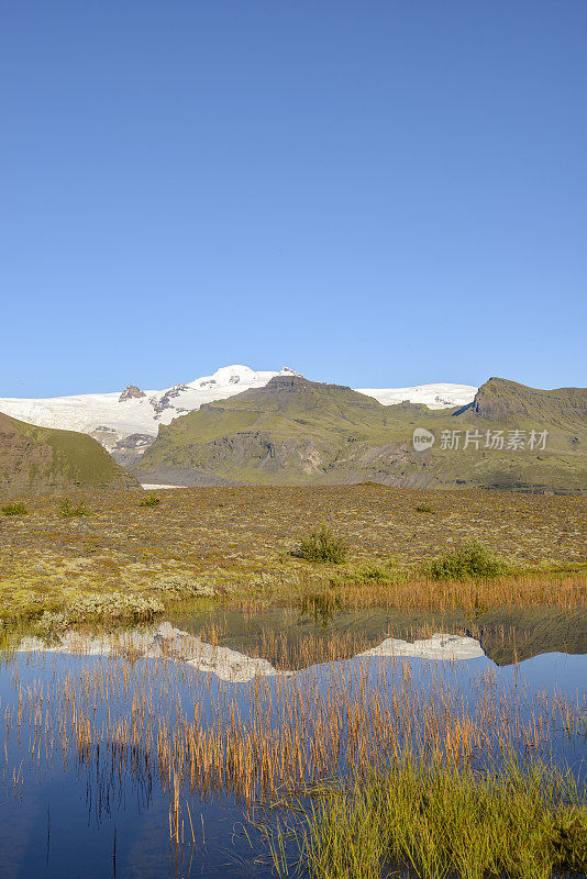 Svinafellsjokull和skaftafellsjokull冰川融水在Skaftafell国家公园，冰岛全景