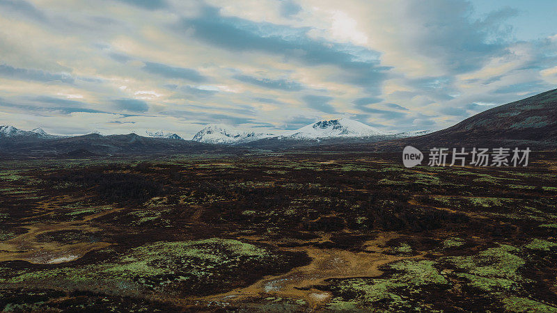 挪威中部山区风景的鸟瞰图