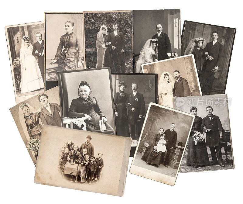 复古的家庭和婚礼照片。原来的老照片