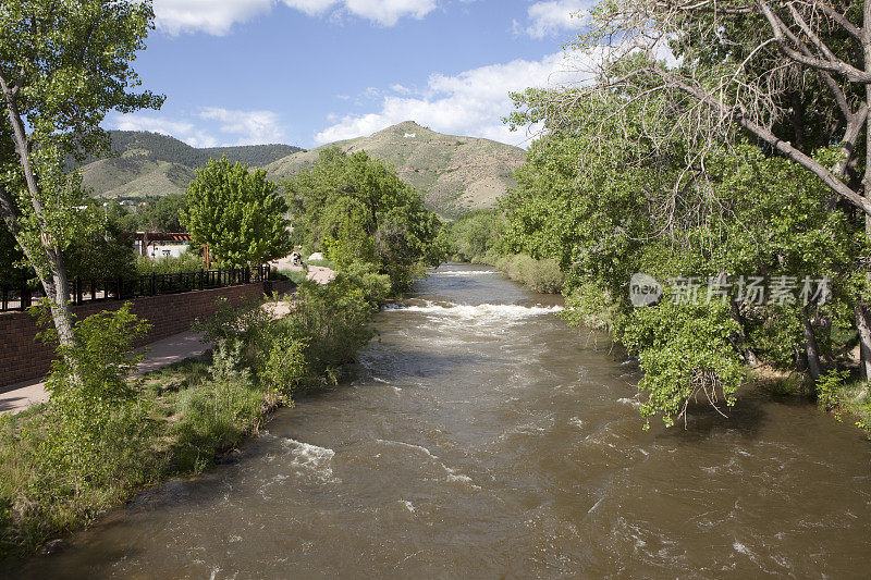 清澈的小溪河水在金科罗拉多
