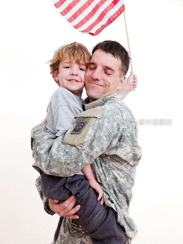 一个美国士兵和他的儿子
