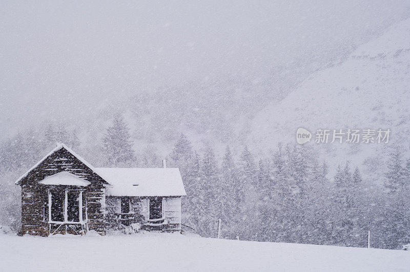 老木屋在暴风雪鹰，科罗拉多州与复制空间