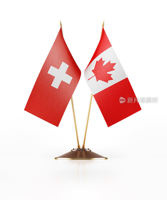 瑞士和加拿大的微型国旗