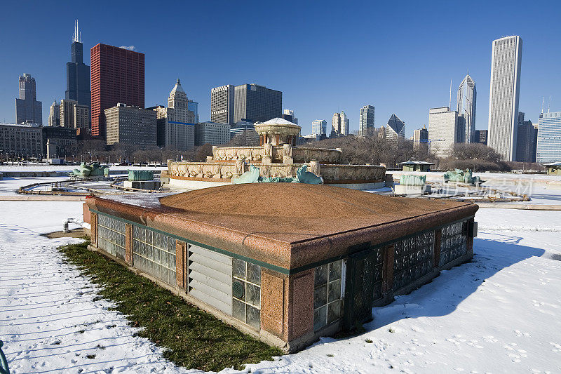 芝加哥，格兰特公园冬季场景