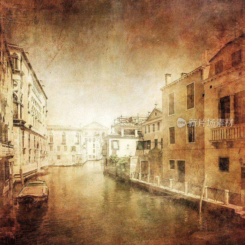 威尼斯运河的复古照片