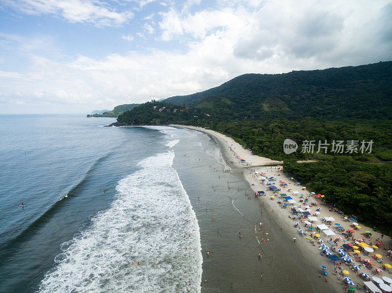 鸟瞰图Juquehy海滩在圣保罗，巴西