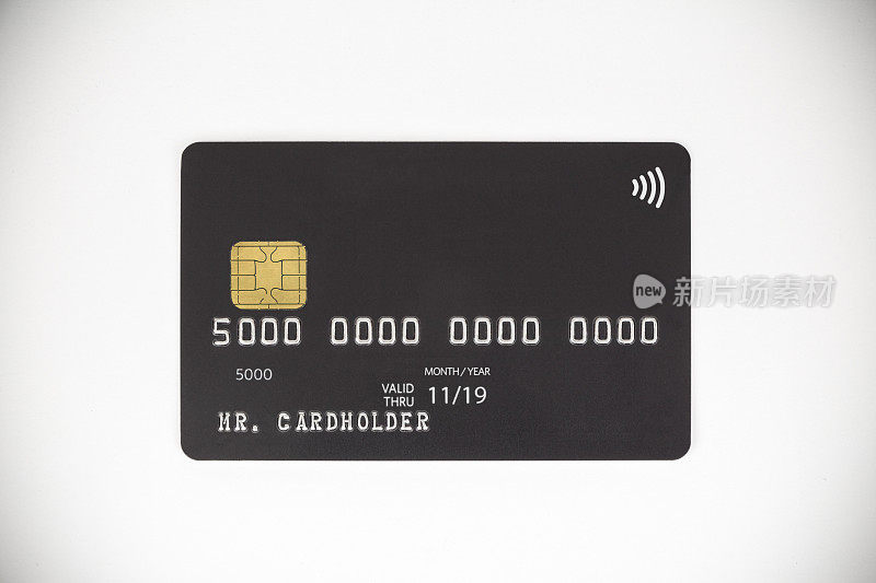 白色背景的黑色银行信用卡