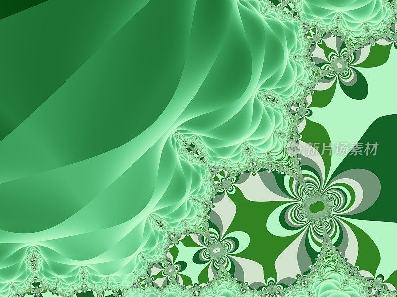 绿色和白色抽象分形背景