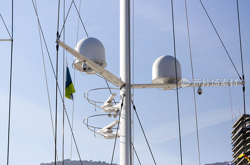 游艇导航系统，雷达，背景与拷贝空间