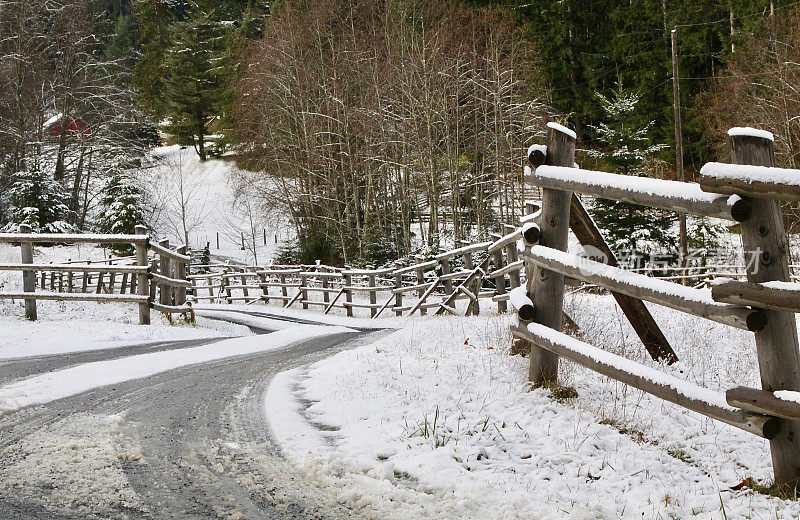 白雪覆盖的乡村路