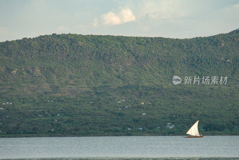 传统钓鱼道在一个非洲湖与鲁辛加岛