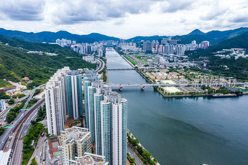 无人机拍摄的马鞍山居民建筑，香港