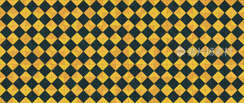 黑色和黄色抽象背景与三角形格子图案和瓦片构成