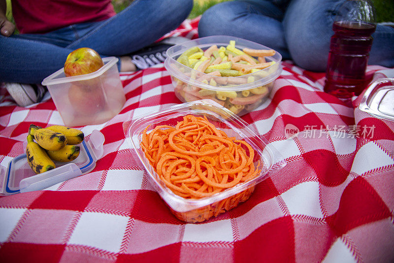 带食物的野餐桌布