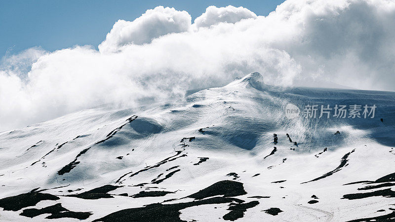 冰岛Snaefellsjokull冰川火山山顶全景Snæfellsjökull