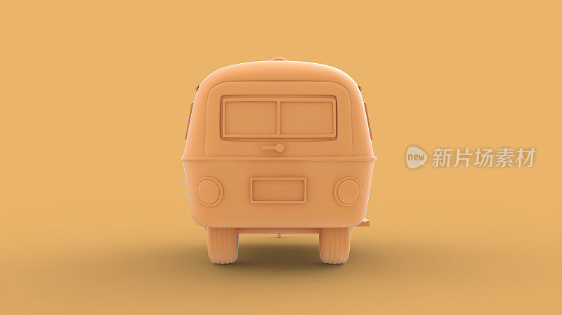 黄色旧露营拖车3d插图