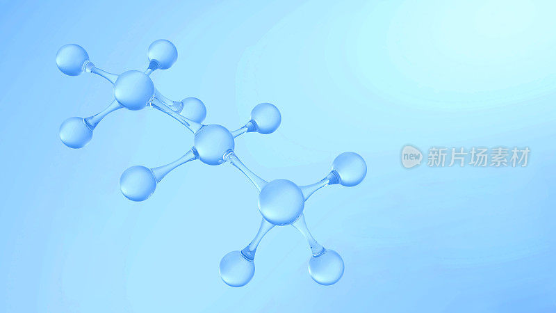 3d渲染分子结构，臭氧，氢和氧