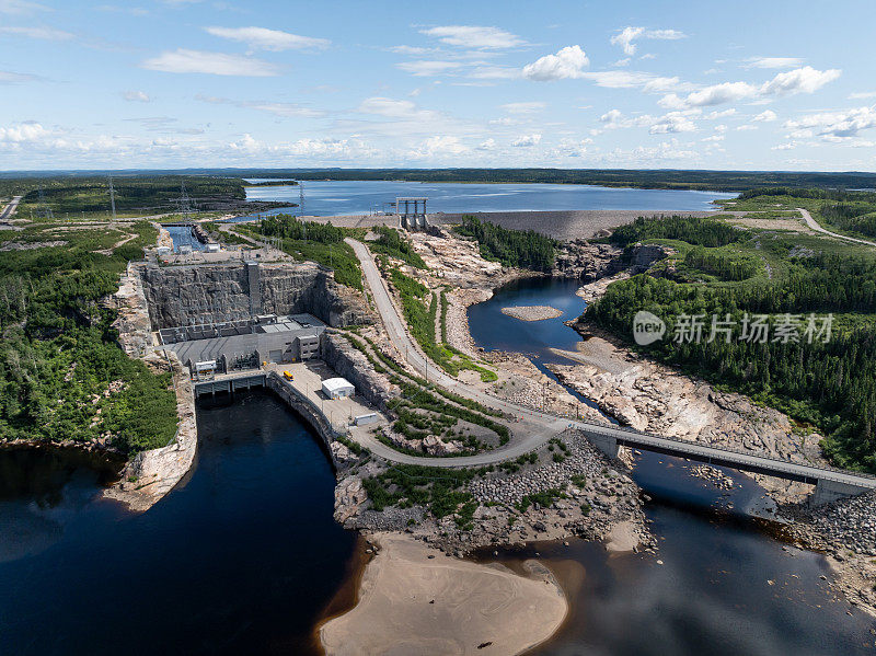 加拿大魁北克水电大坝鸟瞰图