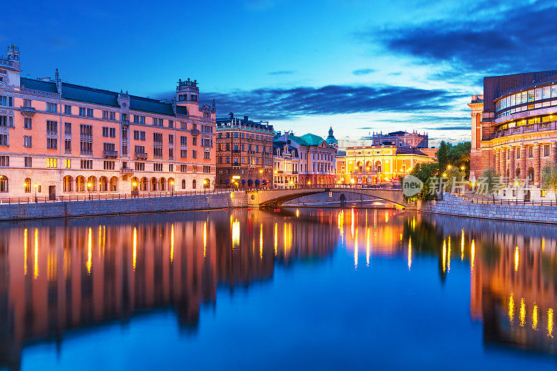 瑞典斯德哥尔摩的夜景