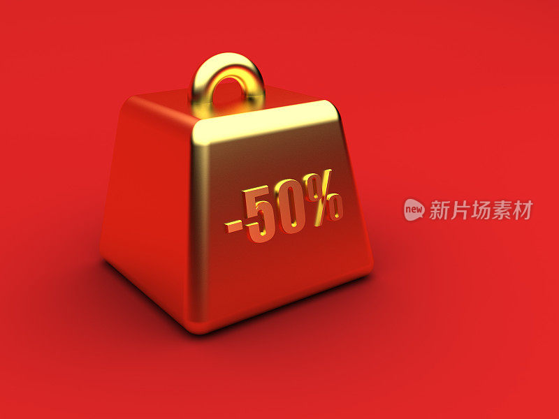 -50%的折扣写在黄金块