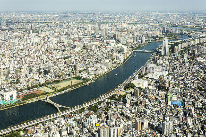 东京市景隅田河和桥梁