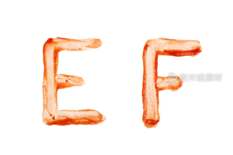 字母E和F的番茄酱