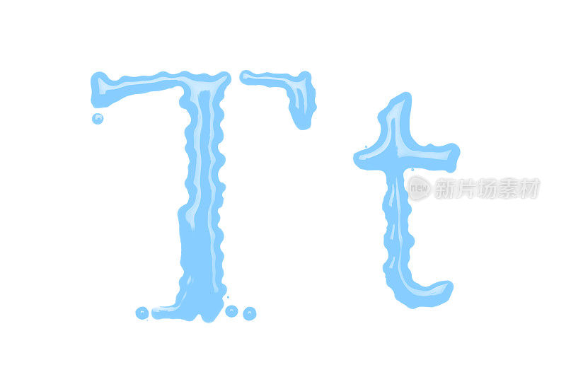 由水组成的大写字母和小写字母T