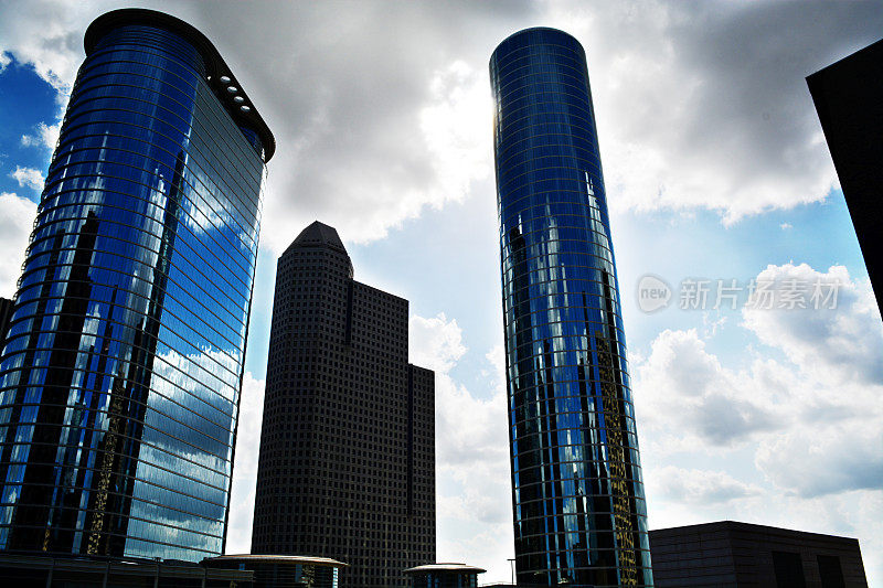 休斯顿摩天大楼，金融区休斯敦中城德克萨斯-股票形象摩天大楼，建筑外部，城市，城市天际线，建造结构