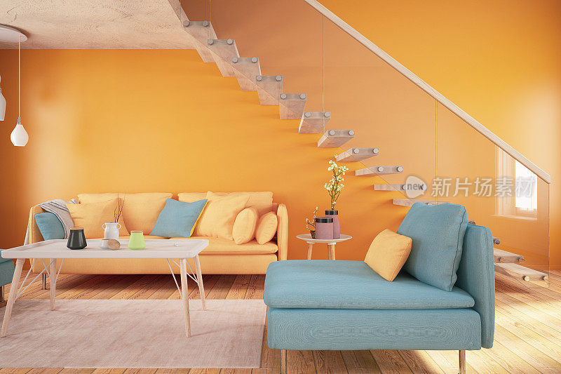 橙色的客厅