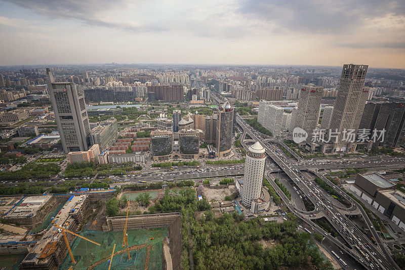 北京中央商务区高楼大厦天际线，中国城市景观