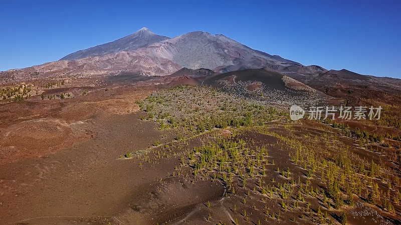 西班牙特内里费岛，加那利群岛，泰德国家公园的空中火山景观