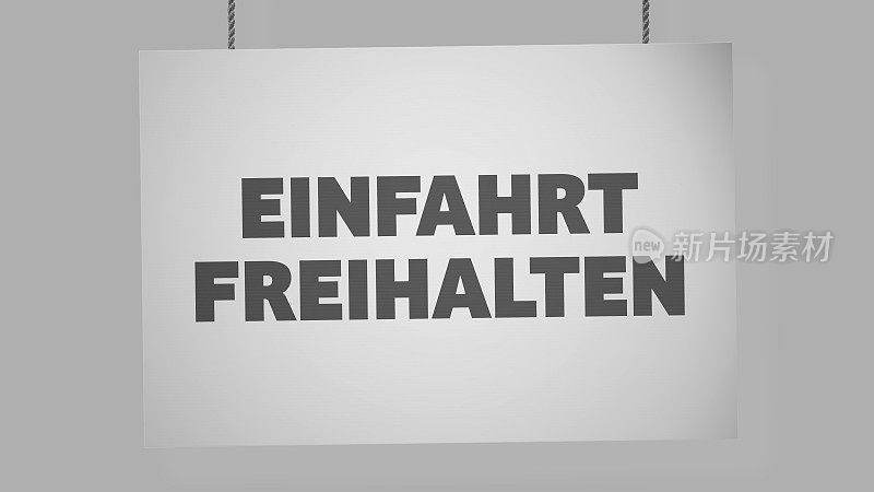 用绳子吊着的德国硬纸板标牌。包括剪切路径，以便您可以放置自己的背景。