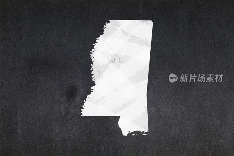 在黑板上画着密西西比州的地图