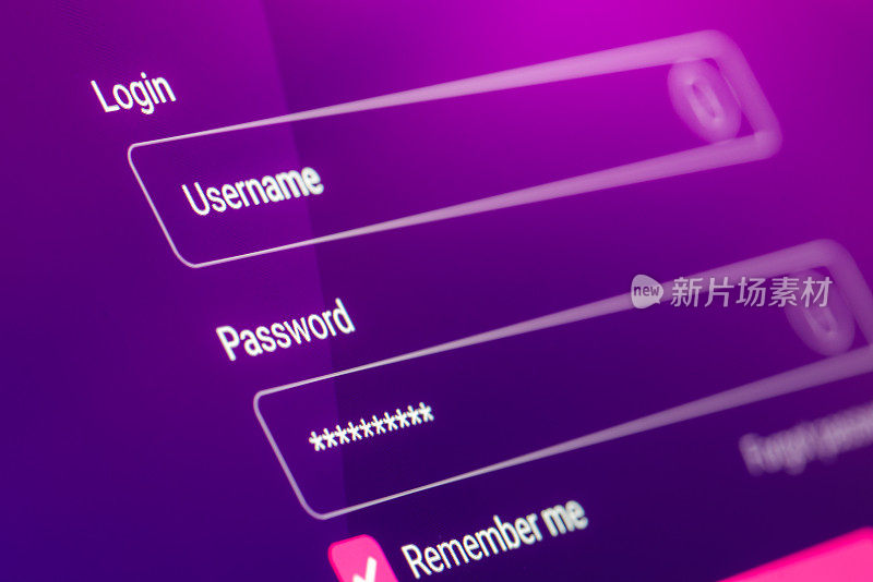 登录在线表单。网络安全概念形象。