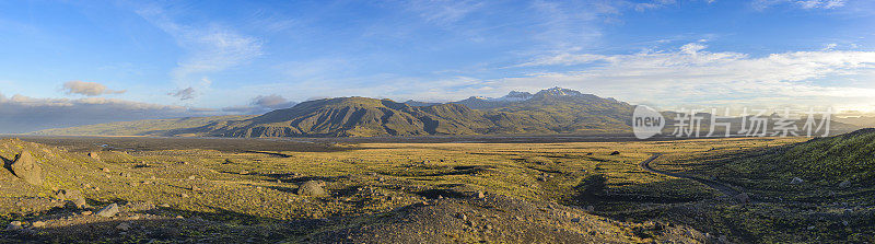 冰岛科萨山谷thorsmok日落全景