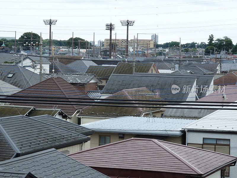 从上空拍摄郊区的一个居民区