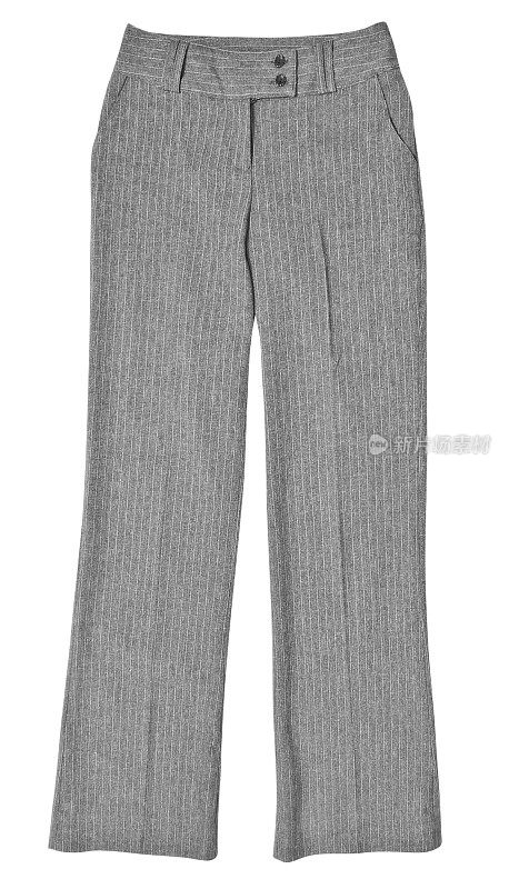 一条女士灰色细条纹羊毛商务裤