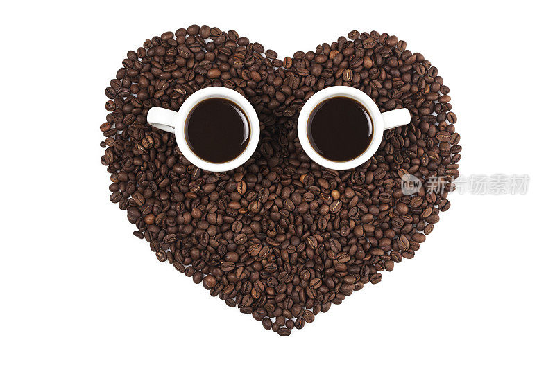 用咖啡豆做成的心形