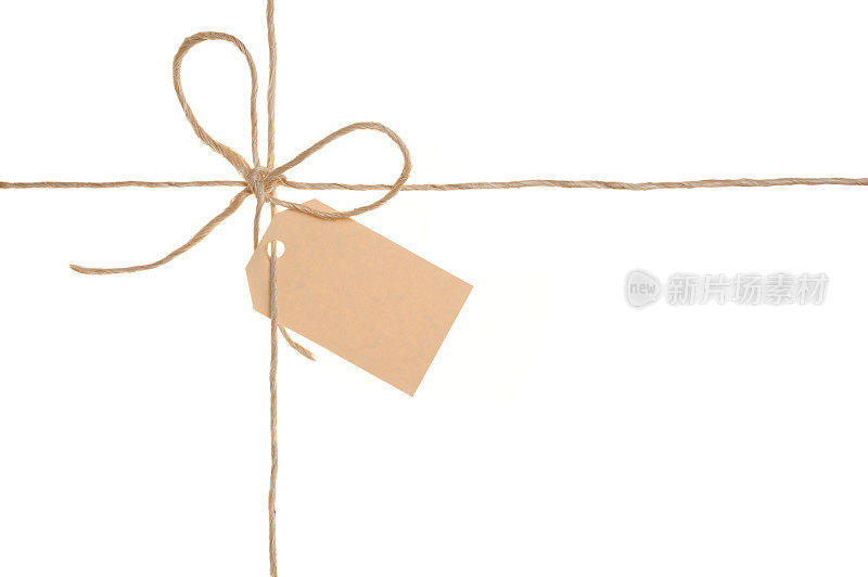 麻绳包装蝴蝶结与棕色标签
