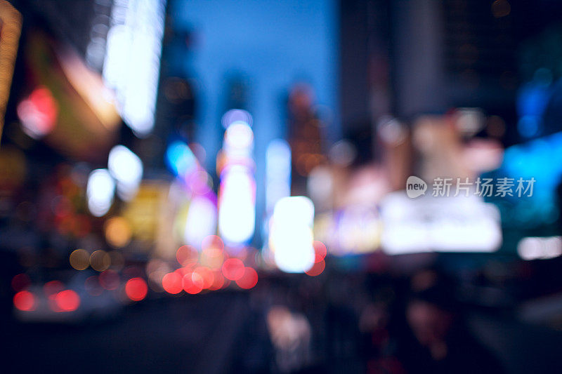 纽约时代广场的散焦夜景