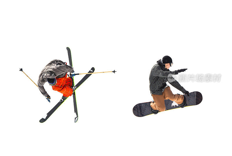 免费滑雪和半空中滑雪板