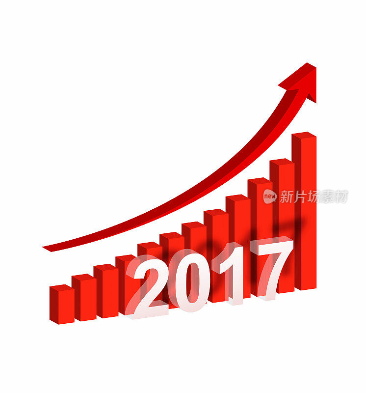 【剪报路径】2017年增长图表孤立在白色背景上