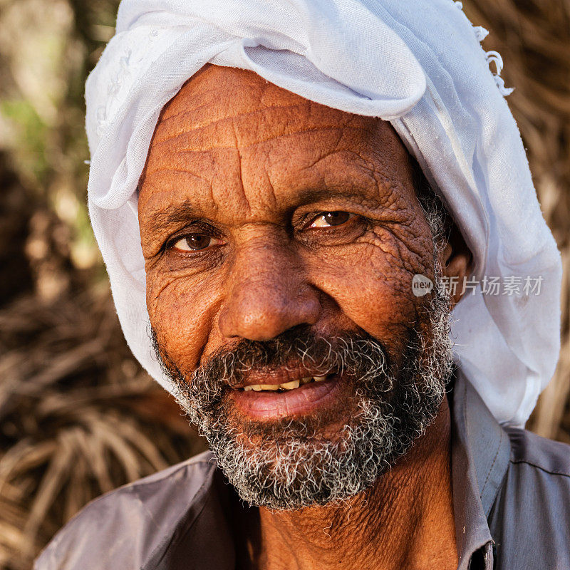 西撒哈拉锡瓦绿洲的穆斯林男子肖像
