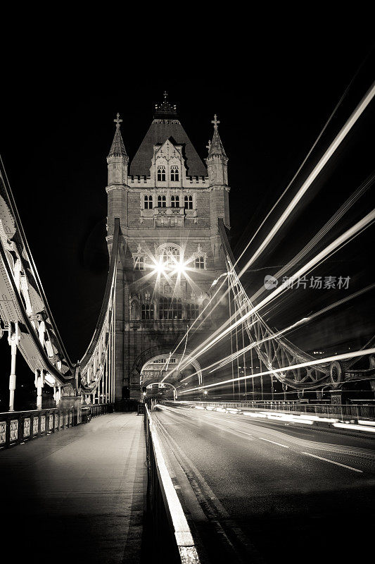 伦敦塔桥夜景，英国
