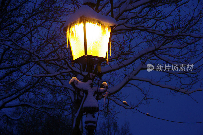冬日清晨田园般的街灯