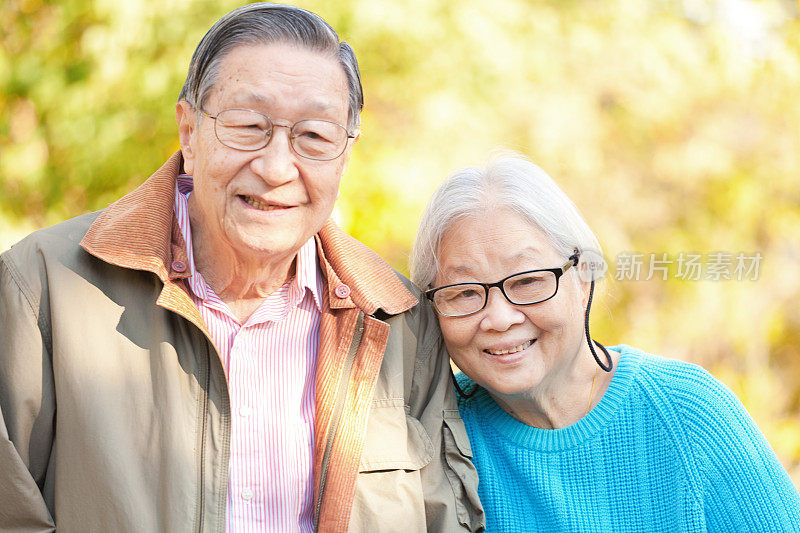 亚洲老年夫妇户外肖像