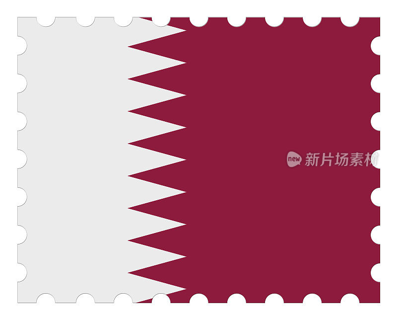 卡塔尔国旗邮票，3d插图在白色的背景