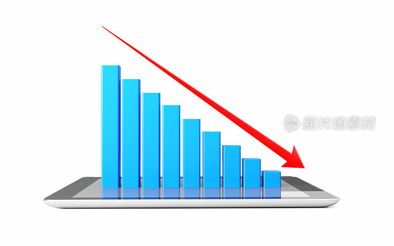 财务图表和图表被投影从一个数字平板电脑
