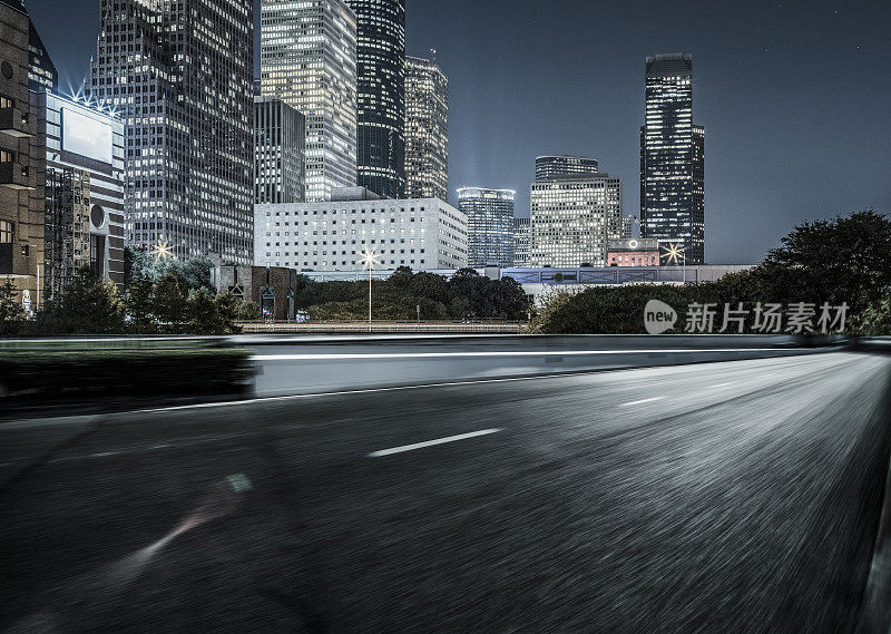 休斯顿市中心的夜景