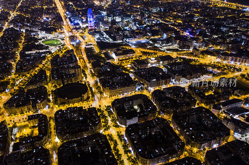 巴塞罗那夜景鸟瞰图